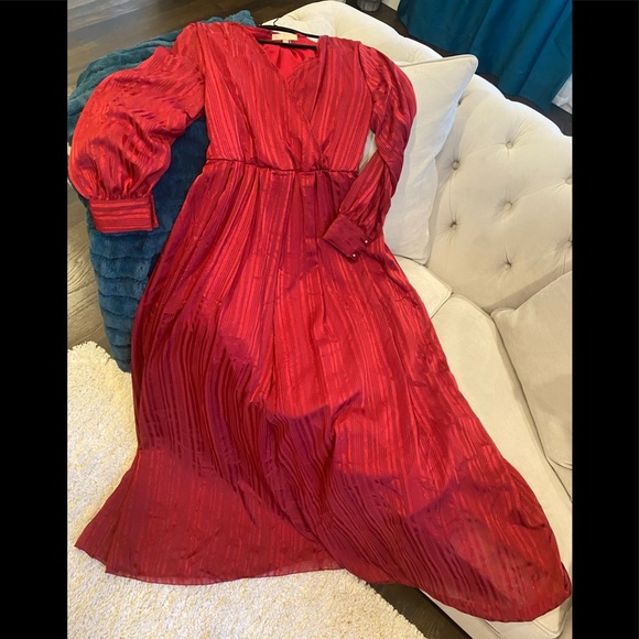 Ricarica beautiful flowy chiffon long red maternity dress size 1X.  NWOT. ❤️ - Picture 1 of 13